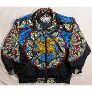 VTG Giacca Gallery Sport Windbreaker Stained Glass Griffin Lion Design Size L